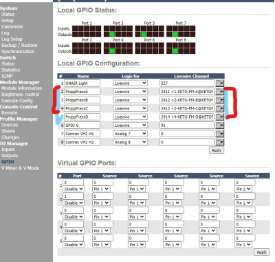 GPIO setup on AXIA Livewire