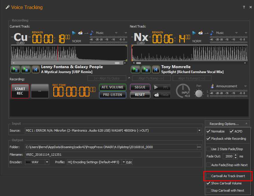 Disable the "Cartwall As Track-Insert" option