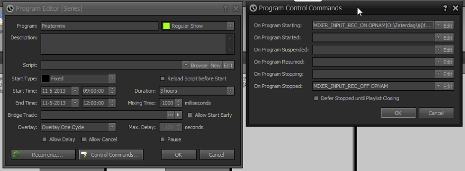 The Screenshot of the record on and of commands.